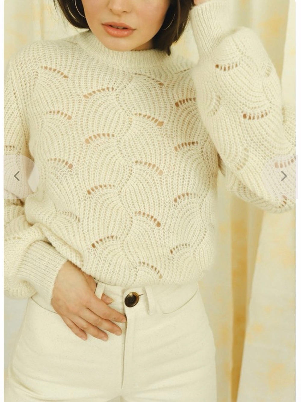 ROLLA'S Cream Alpaca blend Open-Knit Crewneck Sweater